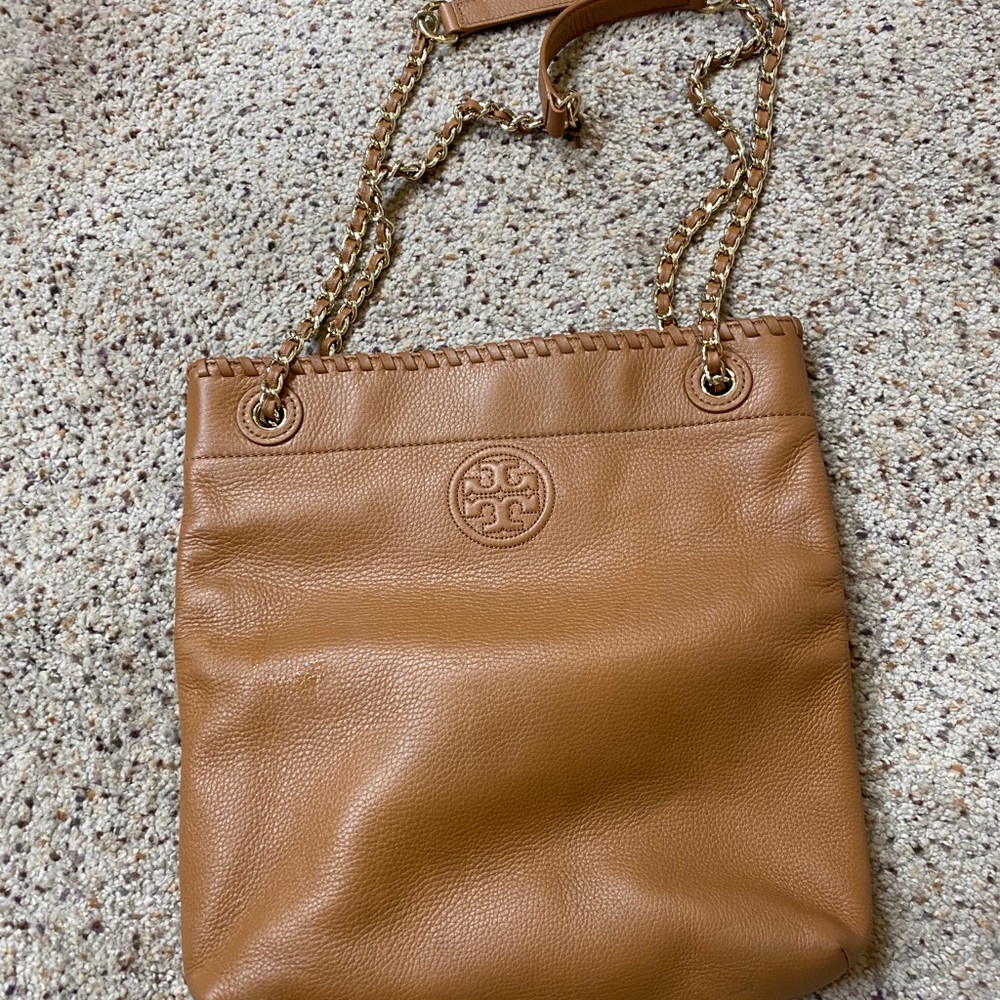 Tory Burch Slouchy Chain Brown Leather Tote
